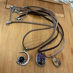 Set of Three Unique Pendant Necklaces, 21”